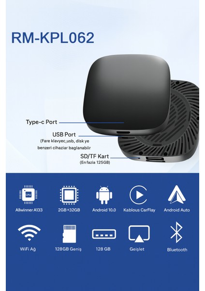 Wireless Carplay Android Araba 4 Çekirdekli Akıcı Fullhd 1080P Wifi 2.4/5g modelleri