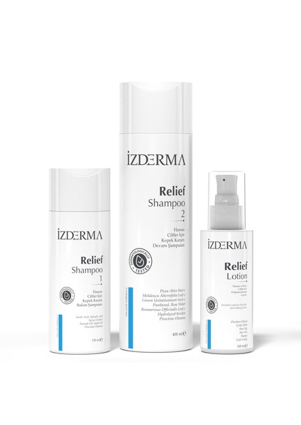 Izderma Relief Shampoo Bakım Ve Devam Şampuanı Ve Relief Nemlendirici Losyon 3'Lü Set