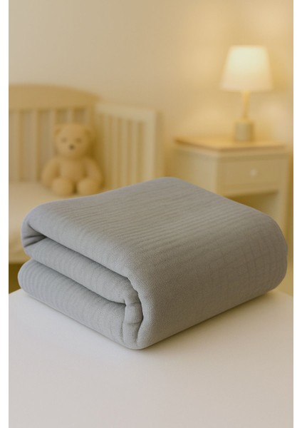 Ftbabycollection %100 Pamuk 4 Katlı Müslin Bebek Battaniyesi Gri Oeko-Tex Sertifikalı Müslin Örtü 100x110 cm fiyatları
