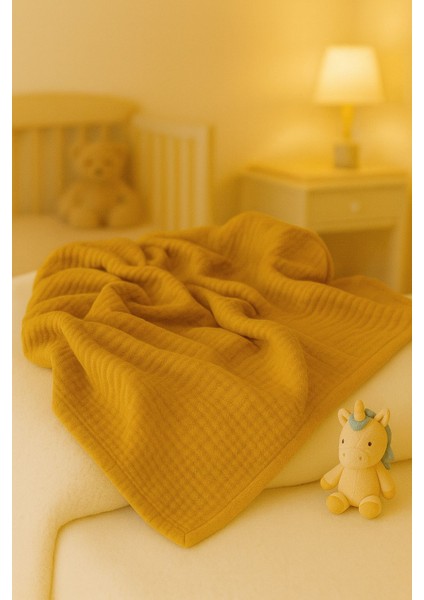 Ftbabycollection %100 Pamuk 4 Katlı Müslin Bebek Battaniyesi Hardal Oeko-Tex Sertifikalı Müslin Örtü 100x110 cm modelleri
