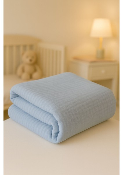 Ftbabycollection %100 Pamuk 4 Katlı Müslin Bebek Battaniyesi Bebe Mavisi Oeko-Tex Sertifikalı Müslin Örtü 100x110 cm fiyatları