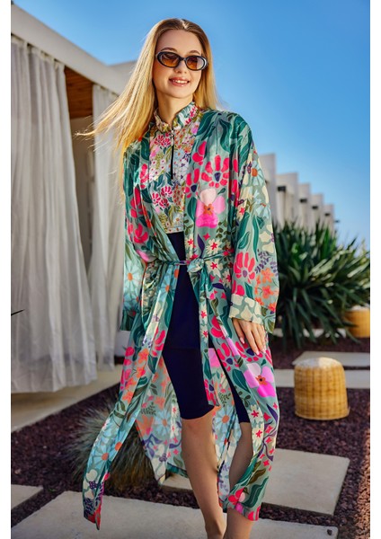 Remsa Tesettür Mayo Üzerine Tek Kaftan Kimono Pareo Yeşil RP026 Patara fiyatları