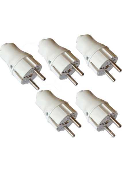 Topraklı Erkek Fiş Beyaz Renk 5 Adet