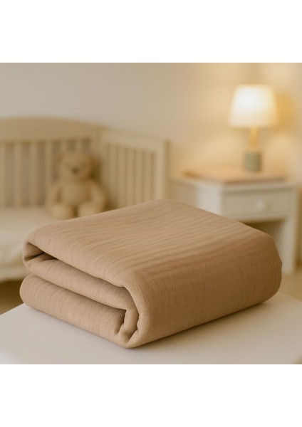 Ftbabycollection %100 Pamuk 4 Katlı Müslin Bebek Battaniyesi Latte Oeko-Tex Sertifikalı Müslin Örtü 100x110 cm fiyatları