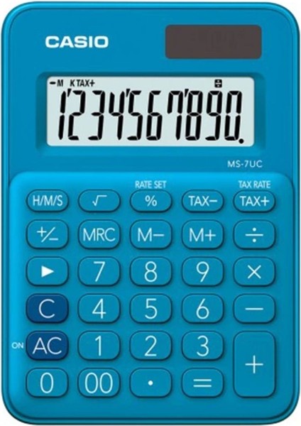 Mavi Renkli 10 Haneli Masaüstü Hesap Makinesi, Pratik ve Kullanışlı Tasarım