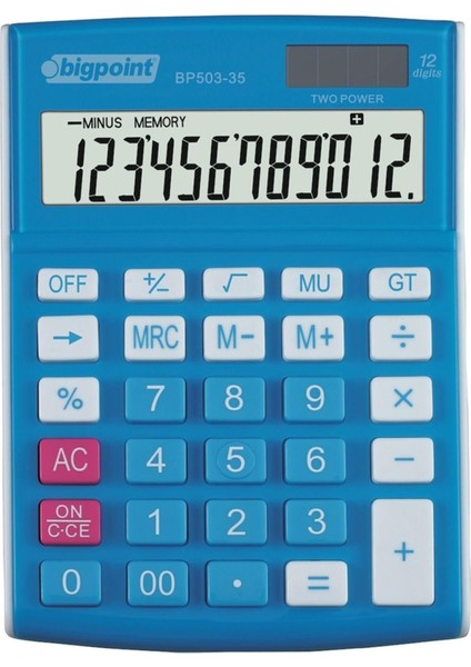 Mavi 12 Haneli Hesap Makinesi BP503, Pratik ve Kullanışlı Tasarım