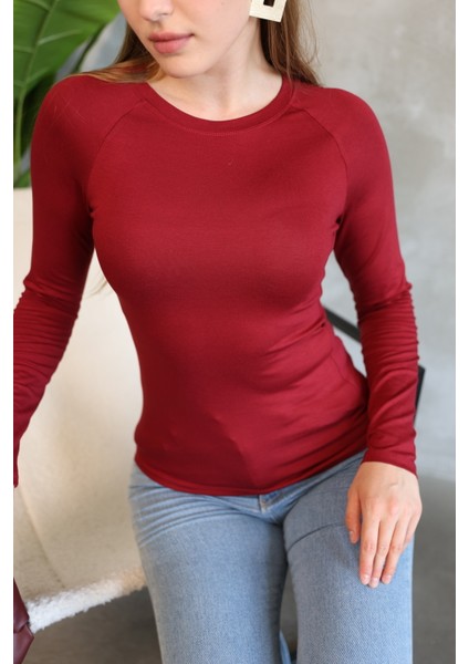 Soft Touch Modal Penye Basic Bluz Uzun Reglan Kol Kadın Body Likralı Tişört fırsatları