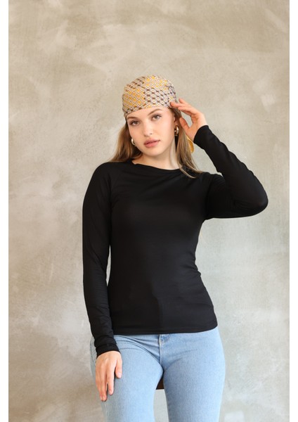 Soft Touch Modal Penye Basic Bluz Uzun Reglan Kol Kadın Body Likralı Tişört modelleri