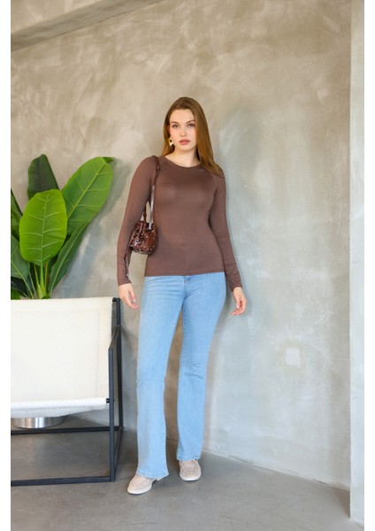 Soft Touch Modal Penye Basic Bluz Uzun Reglan Kol Kadın Body Likralı Tişört fiyatları