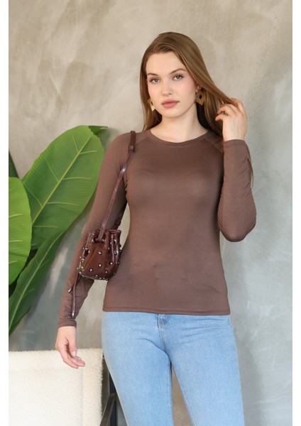 Soft Touch Modal Penye Basic Bluz Uzun Reglan Kol Kadın Body Likralı Tişört fırsatları