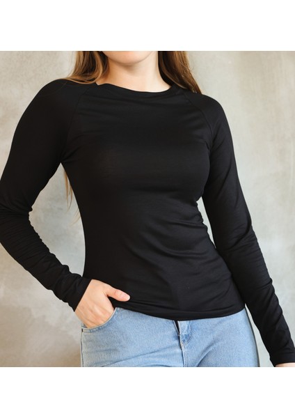 Soft Touch Modal Penye Basic Bluz Uzun Reglan Kol Kadın Body Likralı Tişört indirimleri