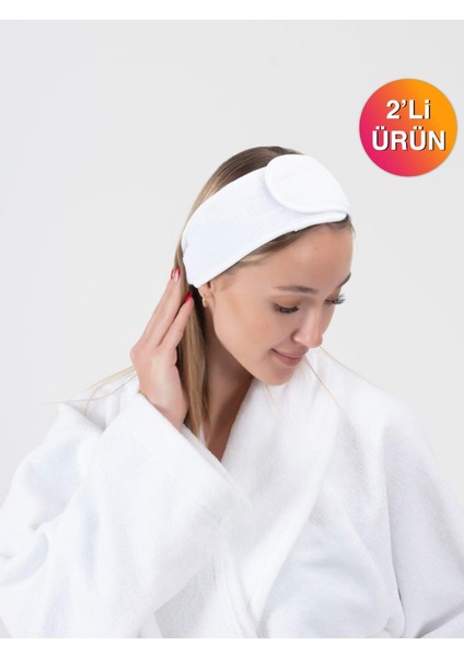 Kadife Saç Bandı 2'Li Örme Havlu Makyaj Saç Baş Ter Sporcu Bandı