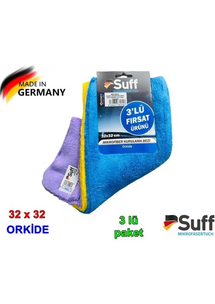 Mikrofiber Temizlik Bezi 32X32 cm – 3’lü Paket, Genel Temizlik Bezi, Yünlü Bez, Alman Malı