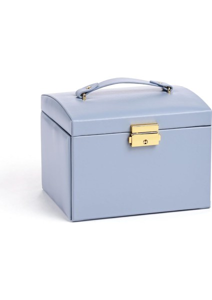 Şık Çok Gözlü Mavi Mücevher Takı Kutusu - Kilitli Aynalı Takı Kutusu fiyatları