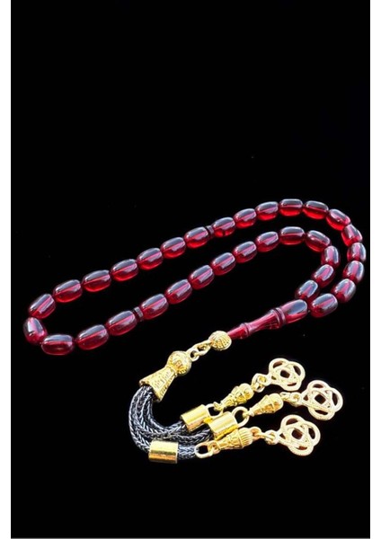 Sertifikalı Usta Işçilikli Kan Kırmızı Ateş Kehribar Hediyelik Ahşap Kutulu Tespih modelleri