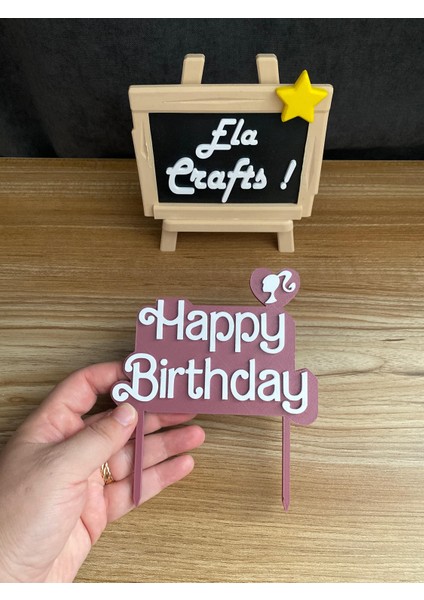 3D Barbie Figürlü “happy Birthday” Pasta Süsü – Doğum Günü Parti Dekoru, Özel Tasarım