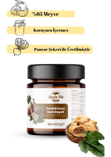 Applepiefoods Cevizli Kuru İncir Reçeli 400 Gr %65 Meyve ( Pancar Şekeri ) fiyatları