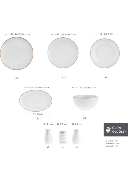 Forever Bone Ollie 53 Parça 12 Kişilik Yemek Takımı Gold fiyatları