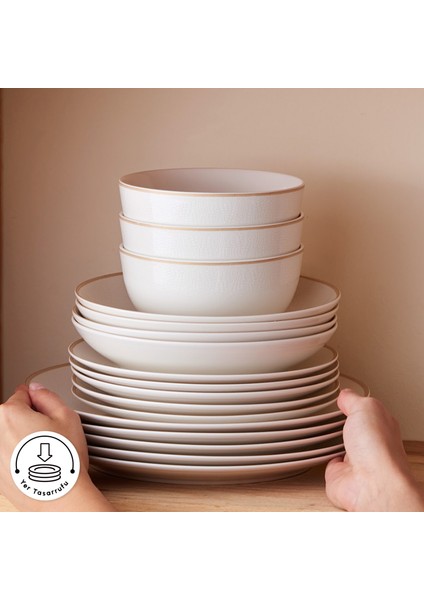 Forever Bone Ollie 53 Parça 12 Kişilik Yemek Takımı Gold