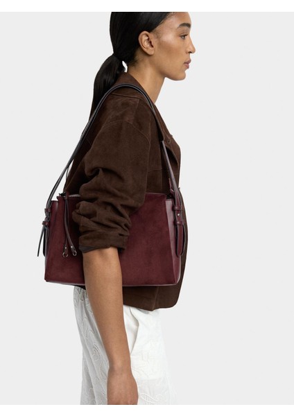 Deri Efektli Omuz Çantası