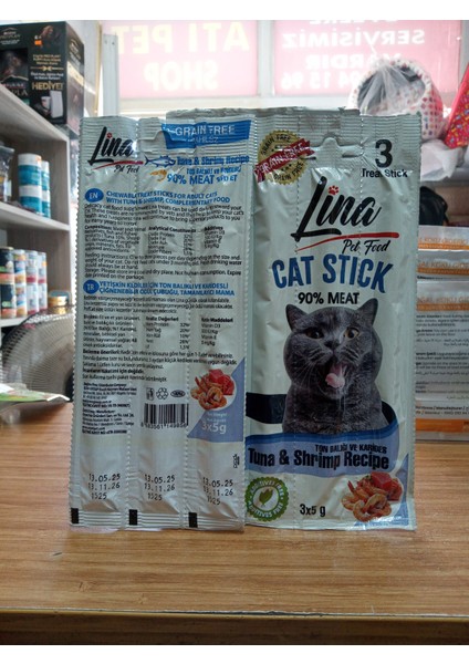 Stick Tahılsız Kedi Ödülü Ton Balığı ve Karidesli 3 X 5 GRAM