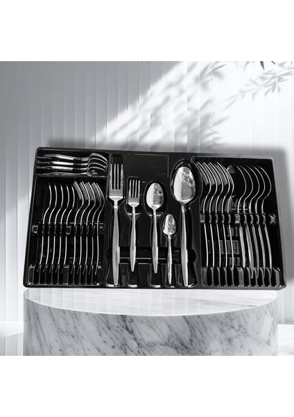 30 Parça 6 Kişilik Çatal Kaşık Takımı Sivri Model (Kutulu) 18/0