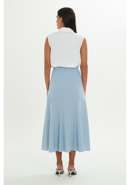 Çan Formlu Midi Mavi Etek fırsatları