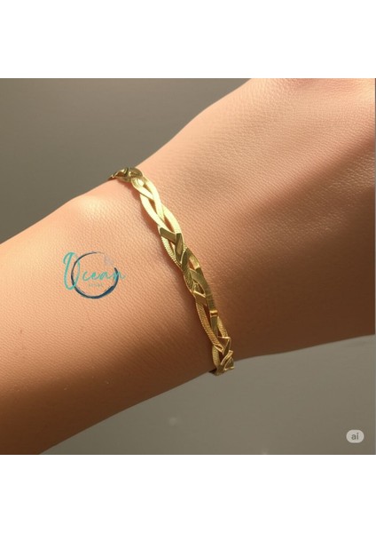 Gold Renk Sarmal Çelik İtalyan Zincir Kadın Bileklik indirimleri