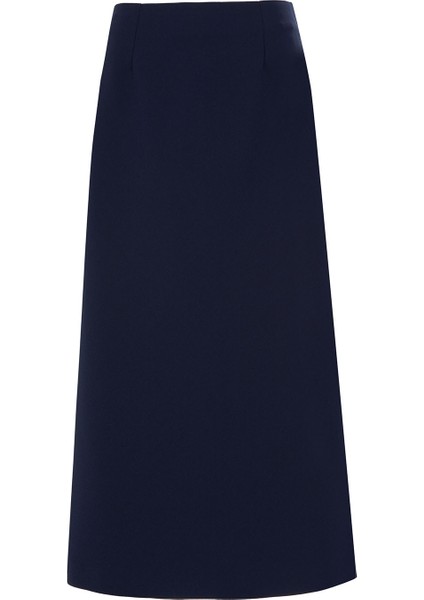 Arkası Pensli Midi Boy Lacivert Etek