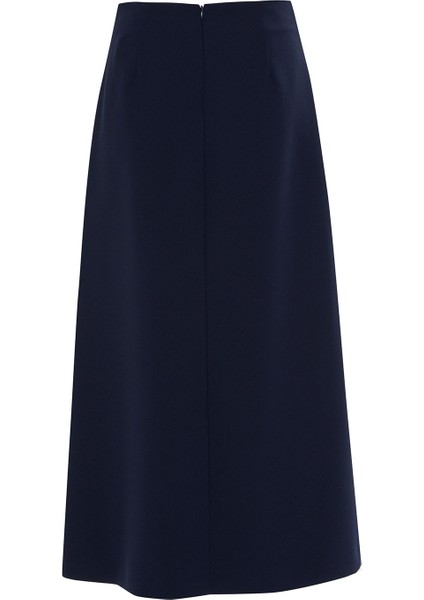 Arkası Pensli Midi Boy Lacivert Etek modelleri