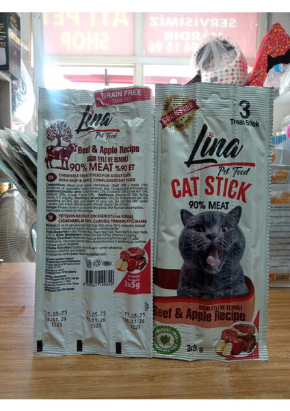 Lİna Stick Tahılsız Kedi Ödülü Sığır Etli ve Elmalı 3 X 5 GRAM