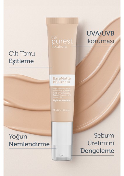 Yağlı ve Karma Ciltler Için Matlaştırıcı Bb Krem, Spf 50+,40 ml – Açık/Orta Ton fırsatları