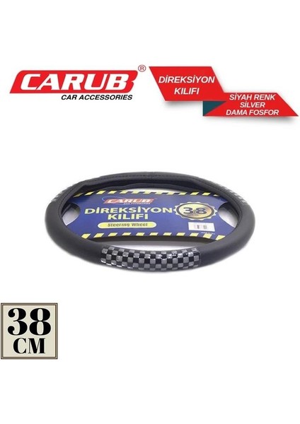 Carub Direksiyon Kılıfı 38CM Siyah Silver Dama Fosfor fiyatları