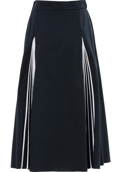 Pliseli Midi Boy Mavi Etek modelleri