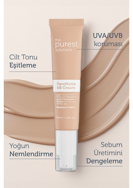 Yağlı ve Karma Ciltler Için Matlaştırıcı Bb Krem, Spf 50+,40 ml – Orta / Koyu Ton fırsatları