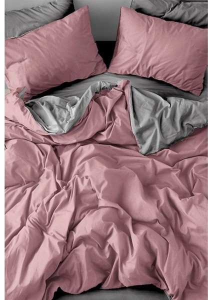 Tek Kişilik Nevresim Seti + Yastık Kılıfı Anrazit Gülkurusu Kombin