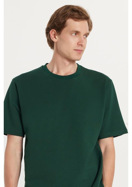 Erkek Standart Fit Normal Kesim Pamuklu Bisiklet Yaka Beli Bağcıklı Haki Eşofman Takımı fiyatları