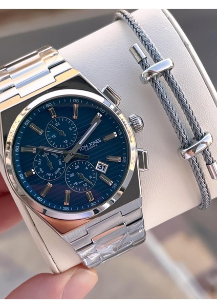 Çelik Kordon 3 Atm Suya Dayanıklı 2 Yıl Garantili Erkek Kol Saati+Bileklik TJE1.10017.3