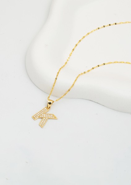 K Harfi Altın Kolye 14 Ayar modelleri