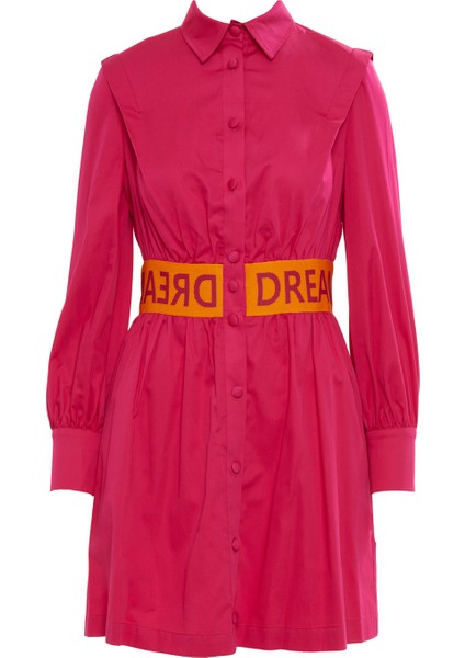 Kemer Detaylı Pembe Kısa Elbise