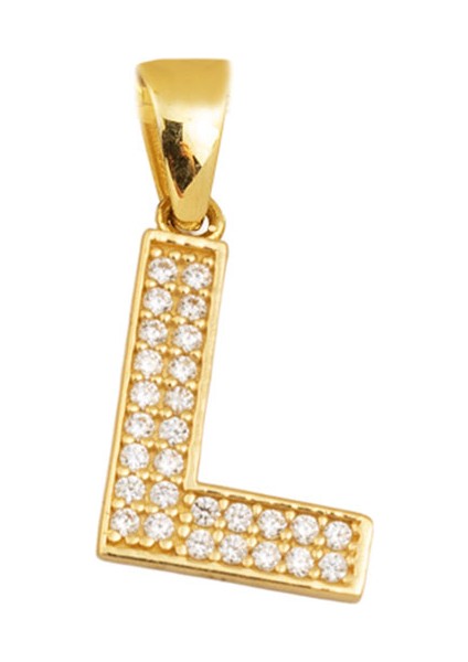 L Baş Harfi 14 Ayar Altın Kolye Ucu