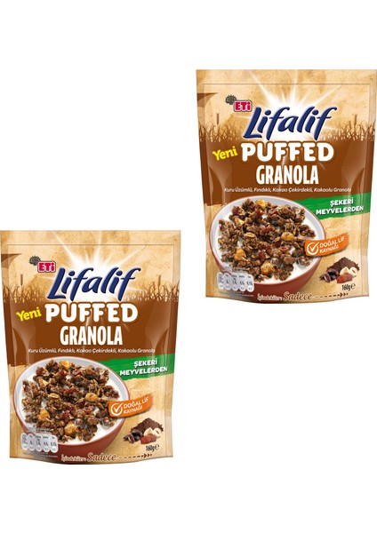 Lifalif Puffed Granola Kakao 160 G x 2 Adet fiyatları