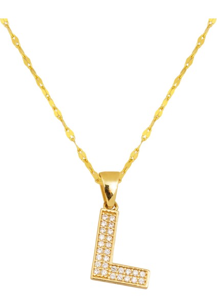 L Baş Harfi 14 Ayar Altın Kolye