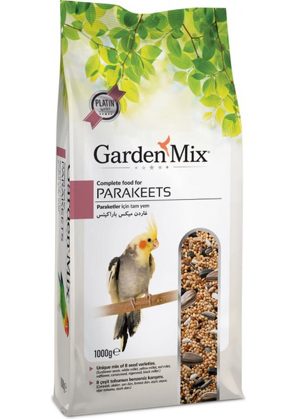GardenMix Platin Paraket Yemi 8 Çeşit Özel Tohum Karışımı 1000 gr Yüksek Besleyici Formül