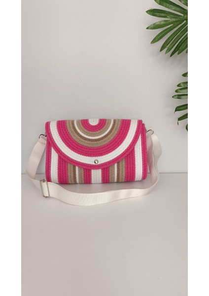 Beach, Handmade El Çantası, El Yapımı Yan Çanta, Renkli Kadın Çanta, Günlük Çanta Pembe
