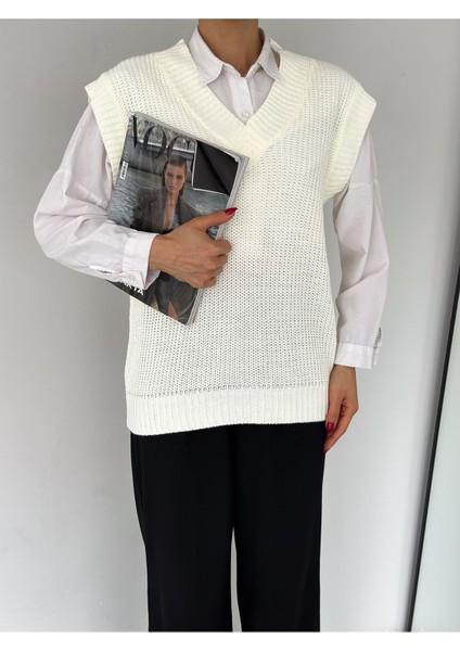 Kadın V Yaka Triko Süveter Kazak DE5578 fiyatları