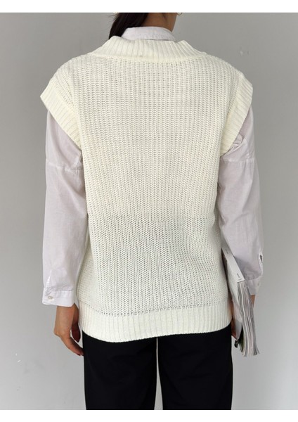 Kadın V Yaka Triko Süveter Kazak DE5578 modelleri