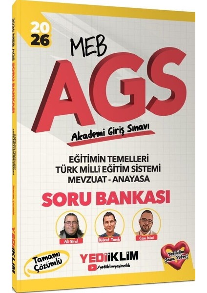 Yediiklim 2026 Meb Ags Eğitimin Temelleri Türk Milli Eğitim Sistemi Mevzuat Anayasa Tamamı Çözümlü Soru Bankası