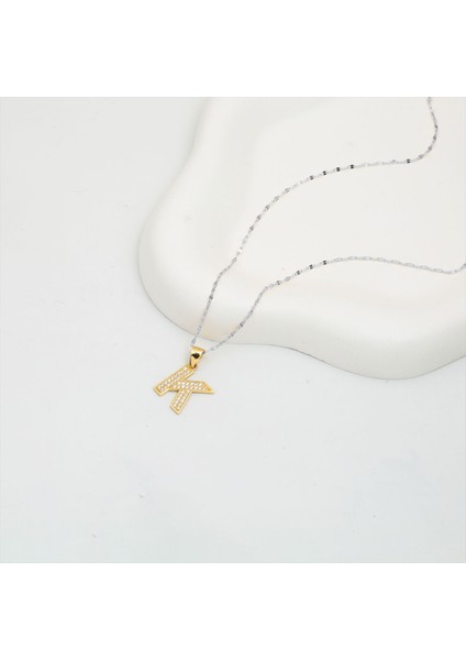 K Harfi Altın Kolye Ucu 14 Ayar modelleri