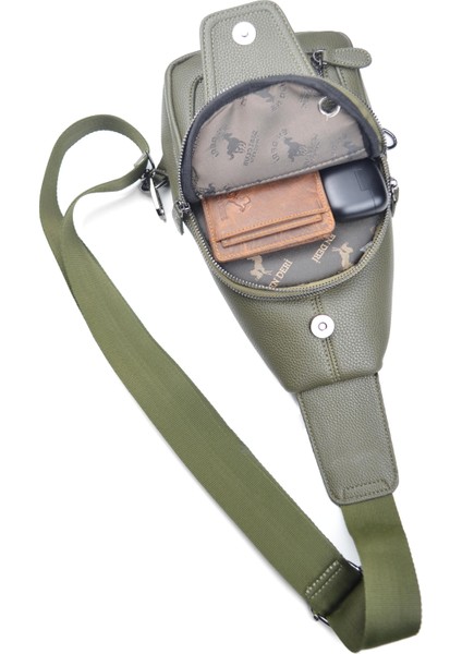 Haki Lüks Ayarlanabilir Çapraz Askılı Omuz Çantası Çapraz Çanta